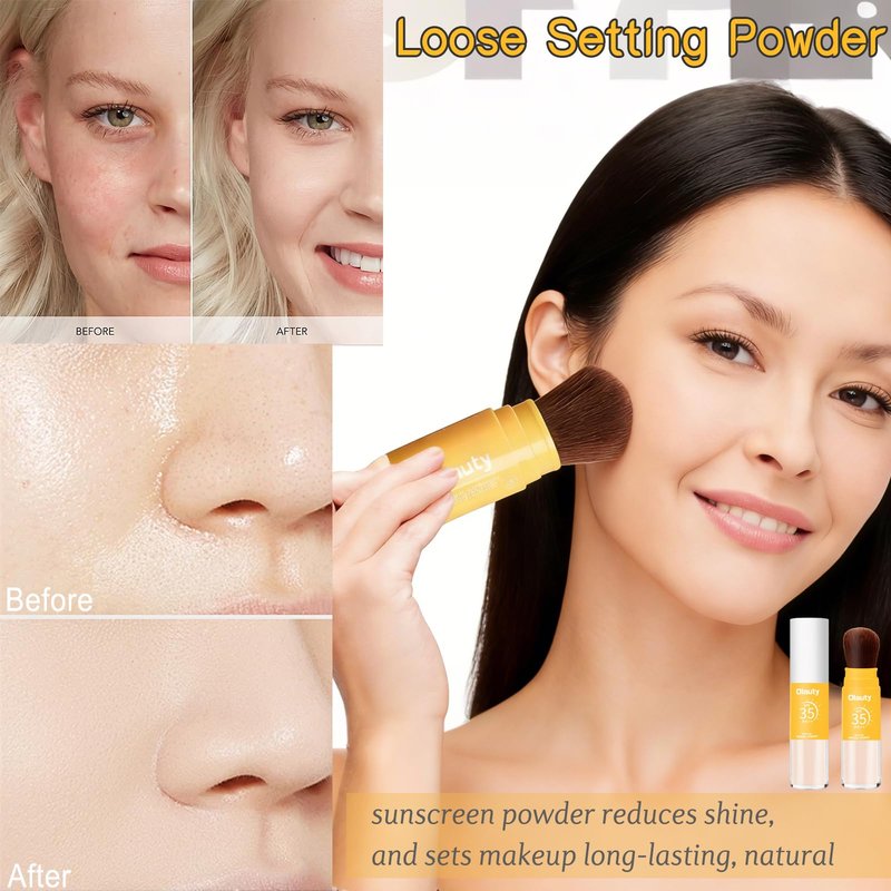 Mineral Powder Sunscreen for Face & Scalp, SPF 35, Brush on Sunscreen Setting Powder, Matte Oil Control Hair Sunscreen Face Powder, Lasting Lightweight Breathable (#01 Translucent)
