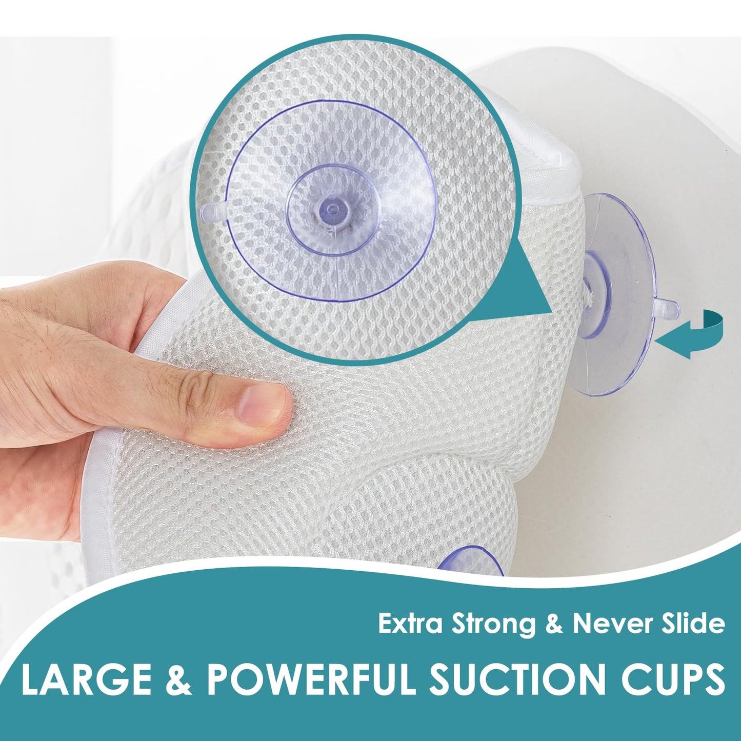 SQLHM Bath Pillows for Tub,Luxury Bath Pillow for Neck and Back Support-with Comfortable Breathable Cotton 6 Non-Slip Suction (Extra Thick Style)