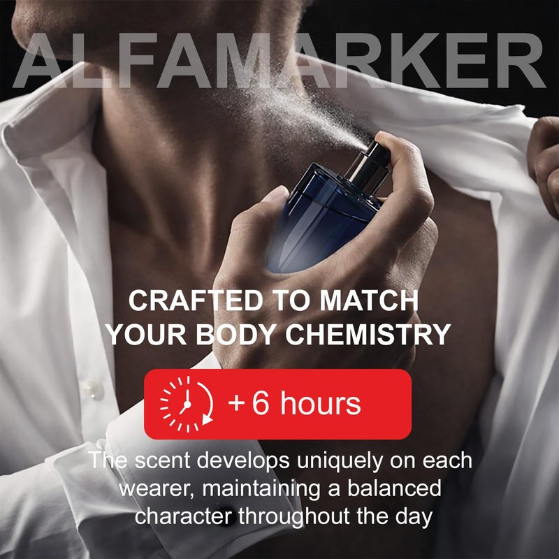 ALFAMARKER Pheromone Cologne for Men Power. Pheromones Infused Perfume for Men. Long Lasting Formula. Premium Scent Spray Travel Size 0.66 Fl Oz (20ml)