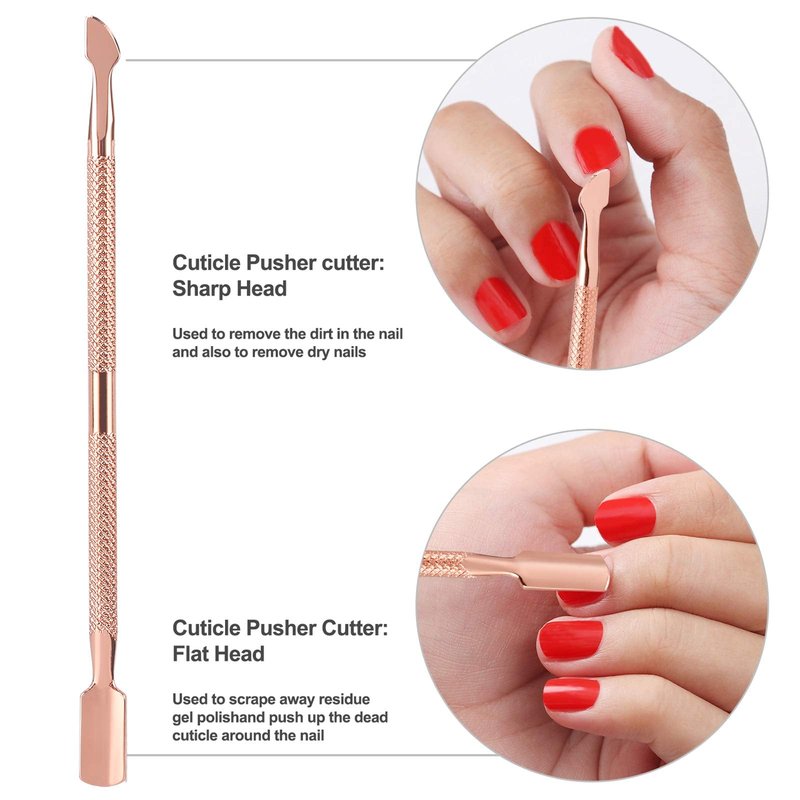 Cuticle Trimmer with Cuticle Pusher and Cutter,YINYIN Cuticle Remover Cutter Nipper Clippers Durable Pedicure Manicure Tools for Fingernails and Toenails(D501-RoseGold)…