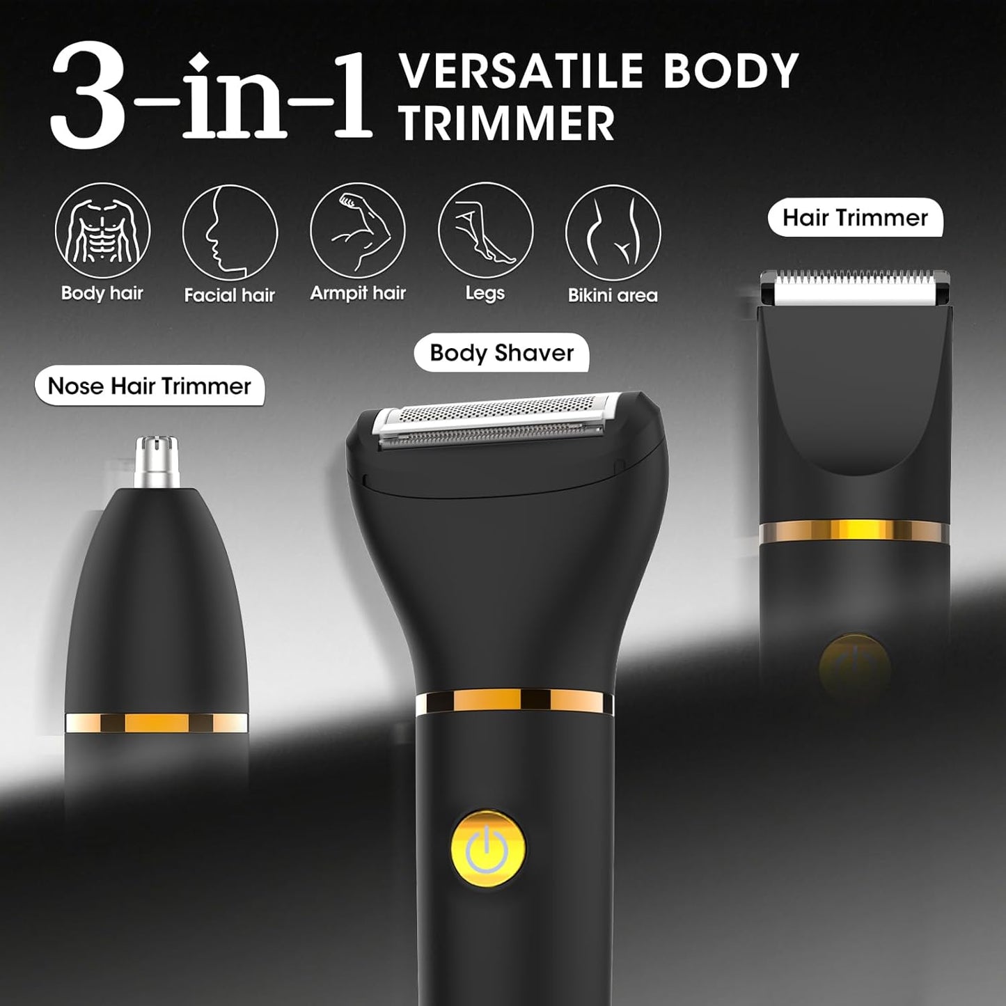 Zesuti Manscape Body Hair Trimmer - 3-in-1 Waterproof Electric Shaver for Men | Versatile Grooming Tool