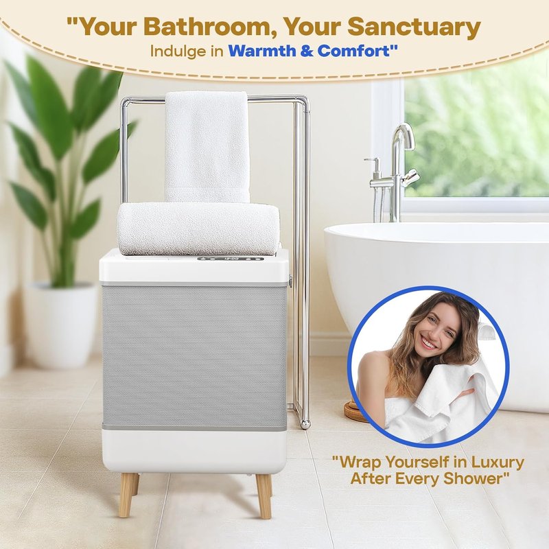 Skiennix 35L Towel Warmer - Family-Sized Foldable Design with Window & Dual Safety Shut-Off | Spa-Like Luxury Gift Set