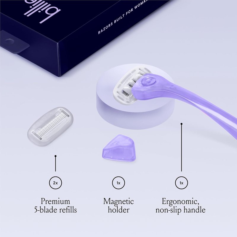 Billie Women's Razor Shave Kit - 5-Blade Razor + 2 Refills + Magnetic Holder | Moonbeam Color