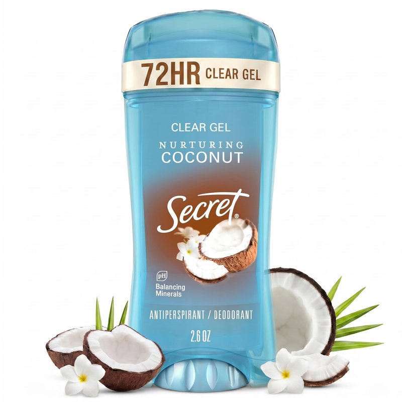 Secret Fresh Antiperspirant Deodorant for Women, 72hr Breathable Sweat & Odor Protection, Instant Freshness & Gentle, PH Balancing Minerals, Clear Gel, Nurturing Coconut Scent, 2.6 oz