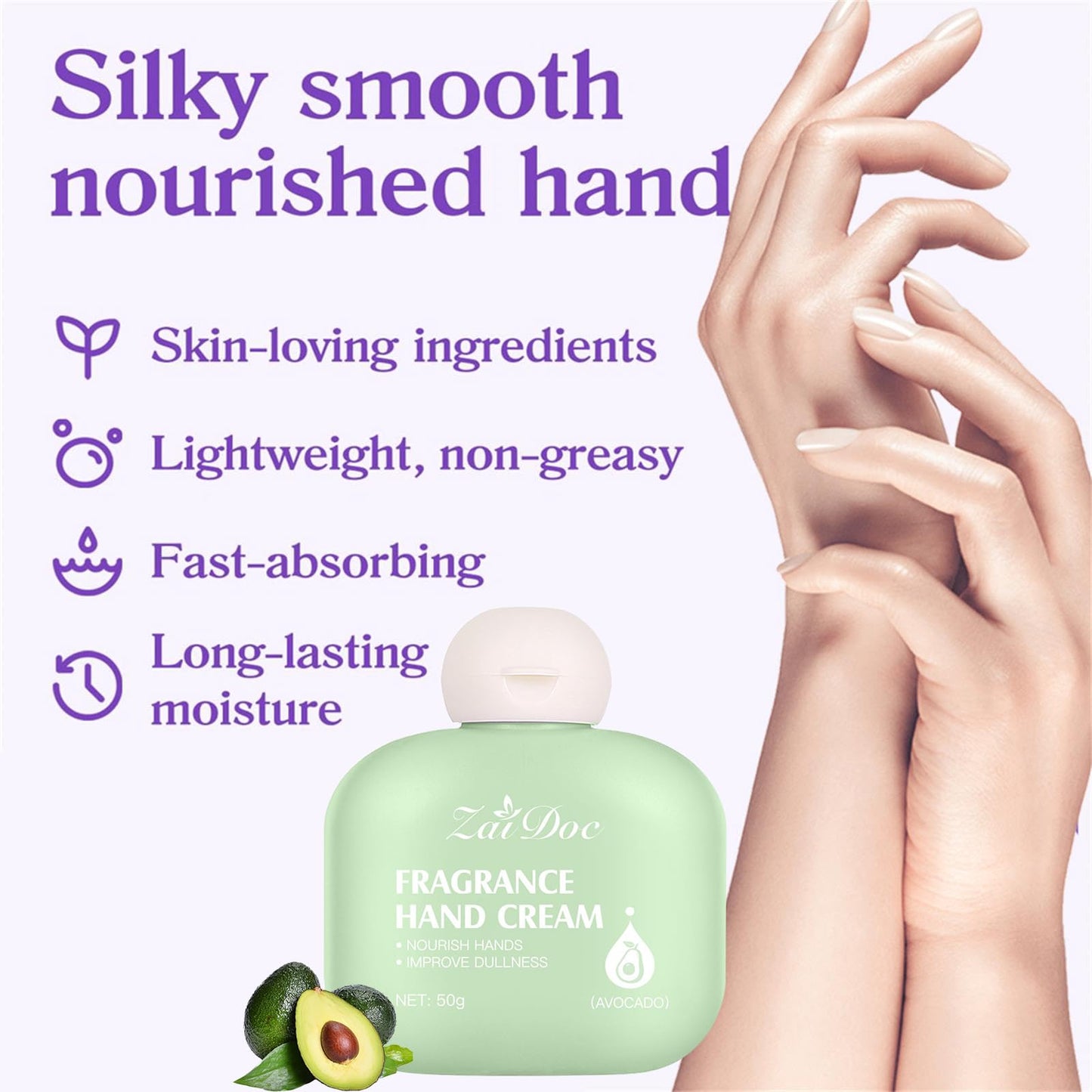 ZAIDOC Shea Butter Hand Cream, Moisturizing and Hydrating for Tender Hand Skin, Soft, Delicate & Smooth Feel, Long-Lasting Fragrance, Paraben-Free, 1.7 oz (1 Pack, Shea Butter)