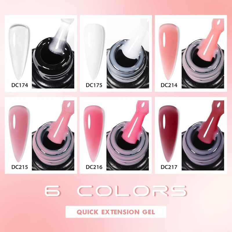 Builder Nail Gel Set - 9 Pcs Clear, White, Pink & Brown | Thickening Apex Strengthener for DIY Nail Extensions