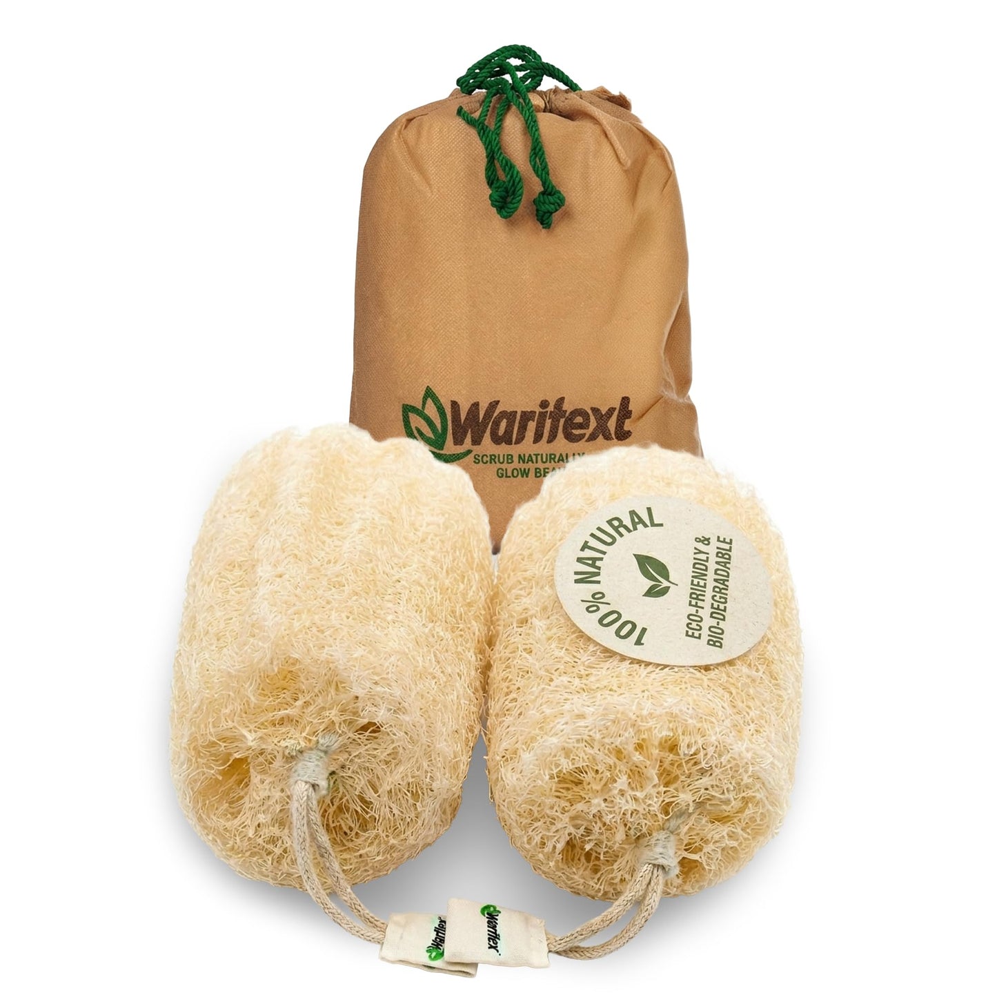 Waritex Egyptian Loofah Sponges Premium Exfoliating Scrubber Bath Set [2 Pack]- Egyptian Loofah Fiber for Gentle Skin Exfoliation, Deep Clean, Full Body Spa Experience