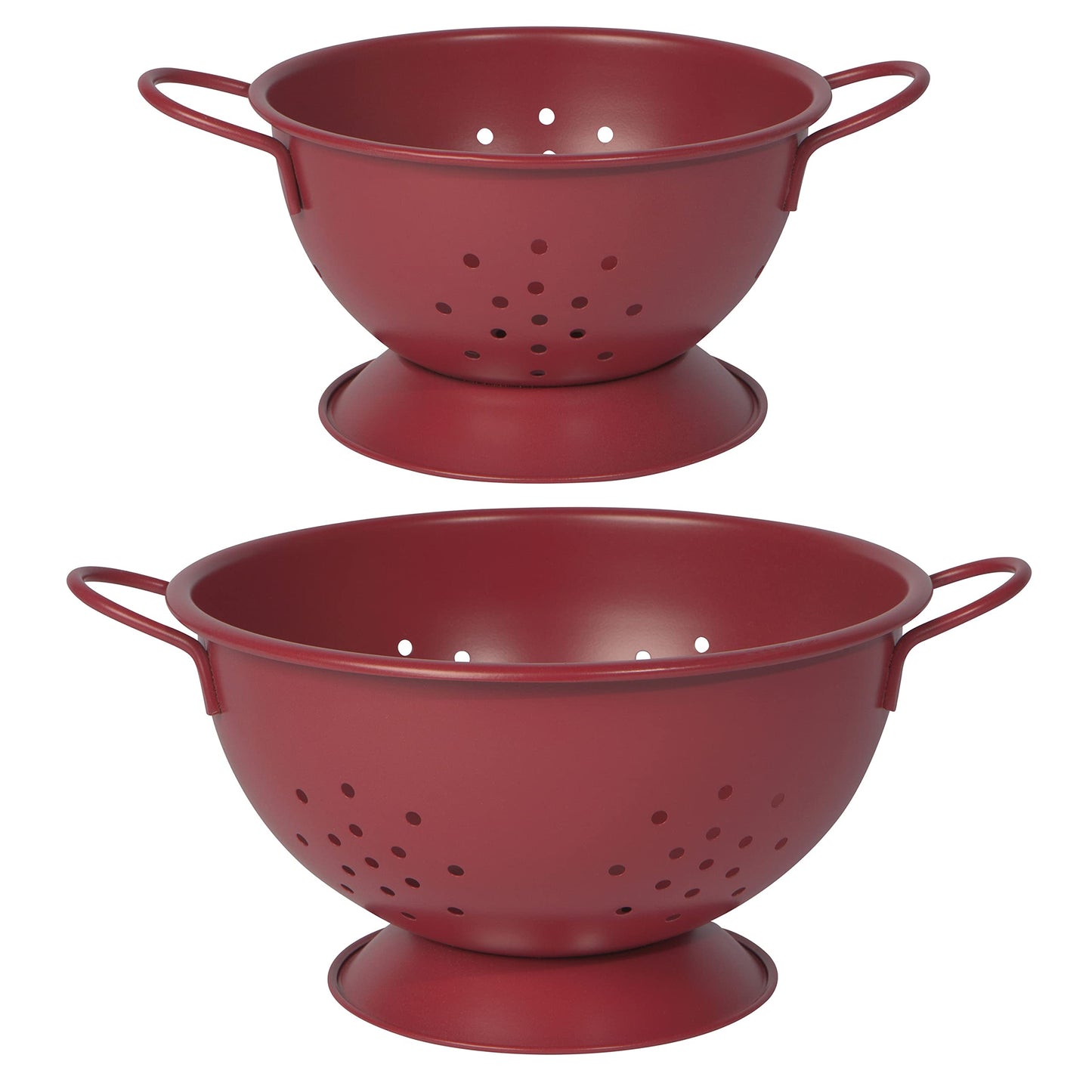 Now Designs Matte Coated Metal Colander Set Medium and Small, Set of 2, Red,5161503AA