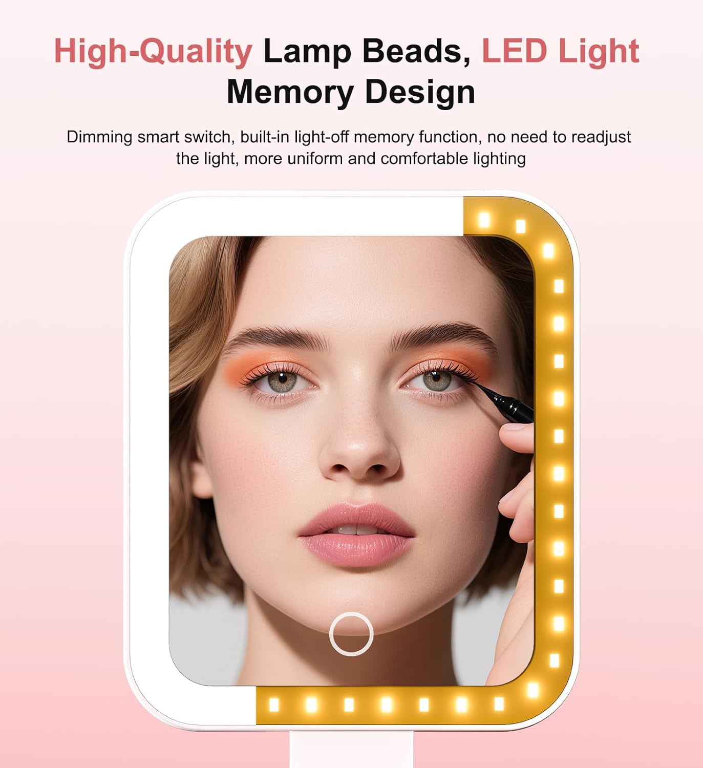 Skiennix Travel Makeup Mirror - 10X/1X Double-Sided LED Vanity Mirror with Rechargeable Battery & 3 Color Lighting