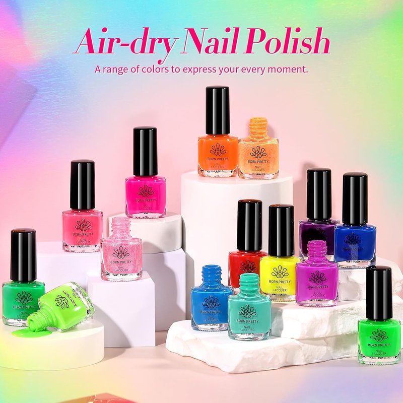 Born Pretty Neon Nail Polish Set - 15 Vibrant Colors for Quick Dry Manicure | Perfect for DIY Nail Art