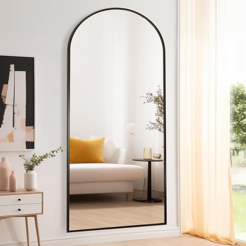 Arched Full Length Mirror - 78"x38" Freestanding Black Aluminum Frame | Perfect for Living Room & Bedroom