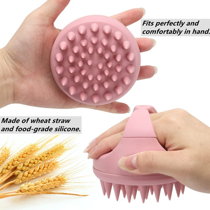Silicone Scalp Massager Shampoo Brush Hair Scrubber Scalp Brush for All Hair Types of Women, Men, Kids, Pets - Pink