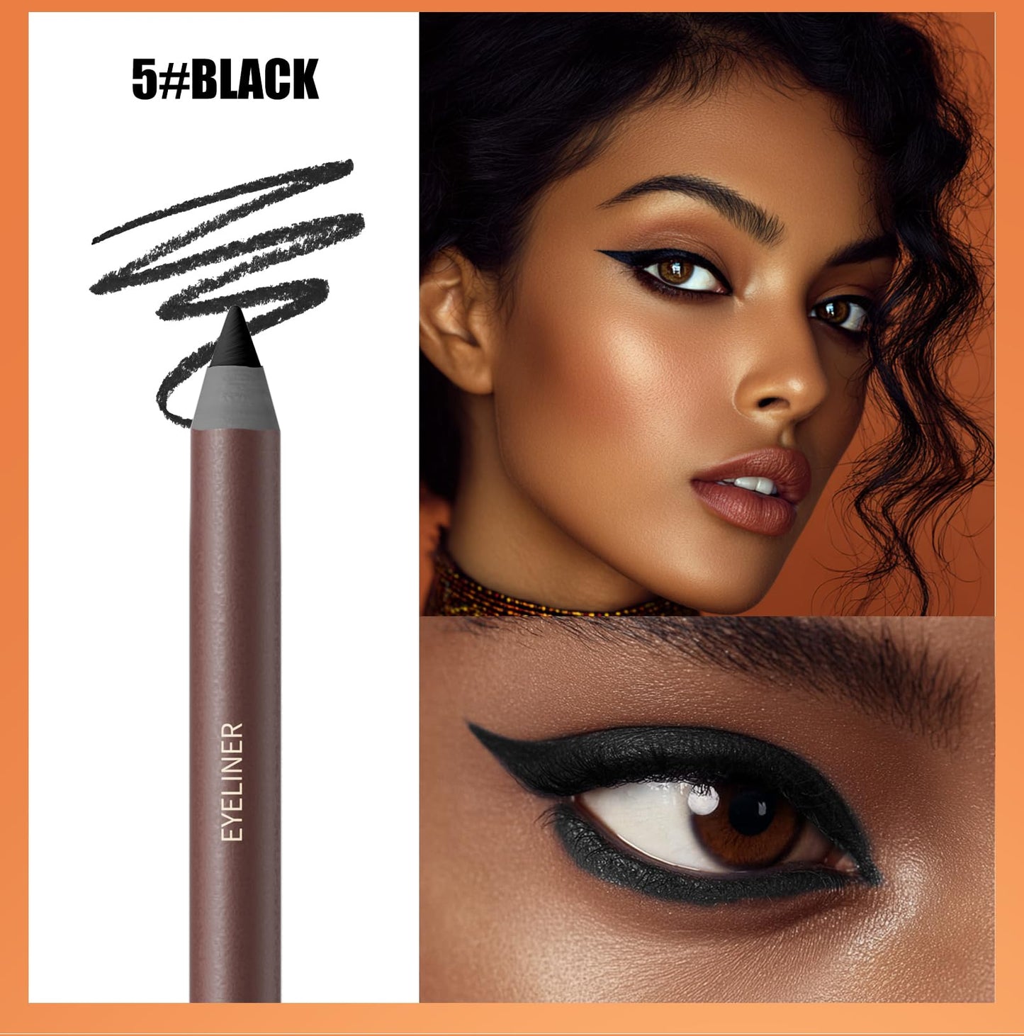 TOSOUATOP 2 IN 1 Eyeliner Pencil【Smudge Proof】【Water Proof】【Long Wearing】，5# BLACK