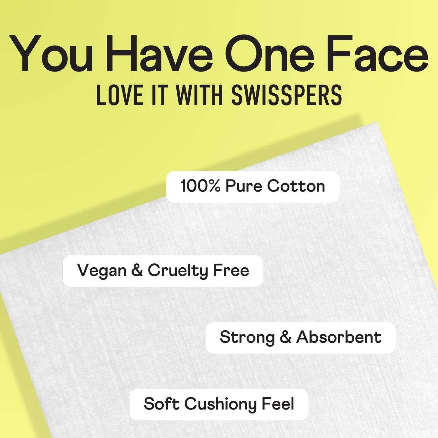 Swisspers Refresh and Reset Facial Cleansing Cotton Pads - 100% Natural Fiber, Ultra-Soft Beauty Essentials for Women & Men - Cruelty-Free, Paraben-Free Skincare Application Squares (50 Count) 3 Pack