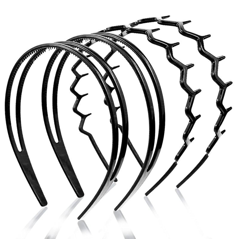 REDANHA Hairband Set - 4-Piece Zigzag Headbands with Non-Slip Shark Tooth Design for Women & Girls