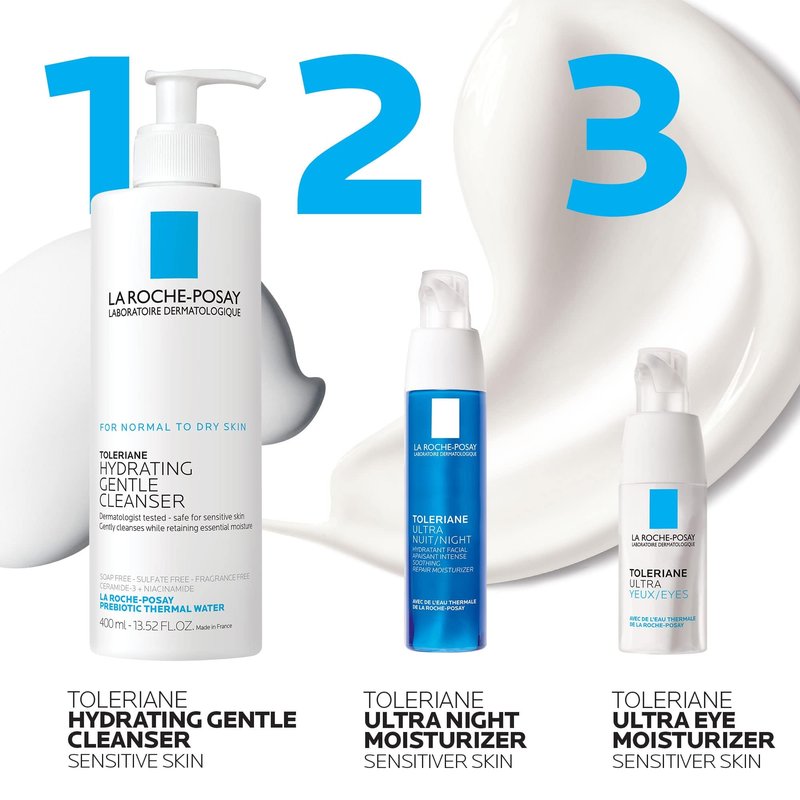 La Roche-Posay Toleriane Dermallergo Night Cream for Face, Intense Soothing Moisturizer with Vitamin E, Allergy Tested, for Sensitive Skin, Formerly Toleriane Ultra Night