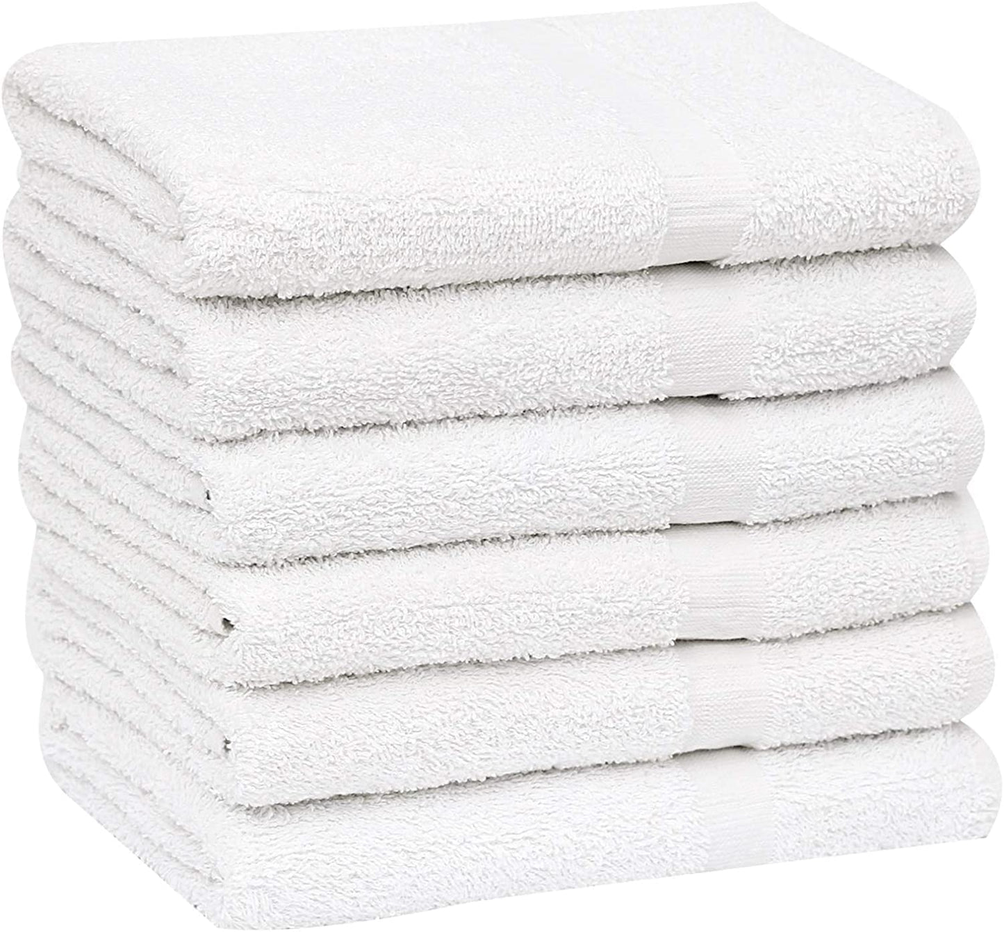 Gold Textiles 60 Pack White Hotel Bath Towels Bulk 20x40 Inches - Cotton Blend Economy Cheap Bath Towel for Commercial Uses, Gym, Salon, Spa & Hair - Lightweight Quick Dry (60 Pcs White)