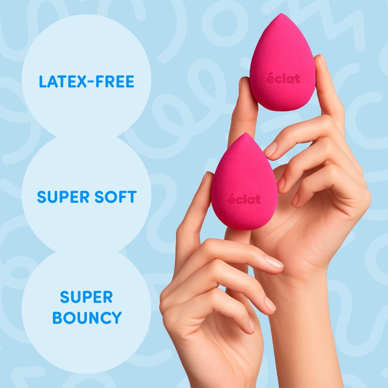 Éclat Makeup Sponge Set, 6 Pcs Blender Sponge Puff, Latex-Free & Super Soft, Wet & Dry Multi Use for Liquid, Powder, Cream Foundation, Lightweight Teardrop Shape Professional Beauty Blending Tool