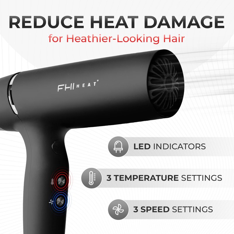 FHI Heat Innovator Pro Power Speed Professional Hair Dryer with Diffuser - Advanced Ionic Technology, Quick-Dry Blow Dryer, Cool Shot Button, Quiet Operation, Lightweight, for All Hair Types