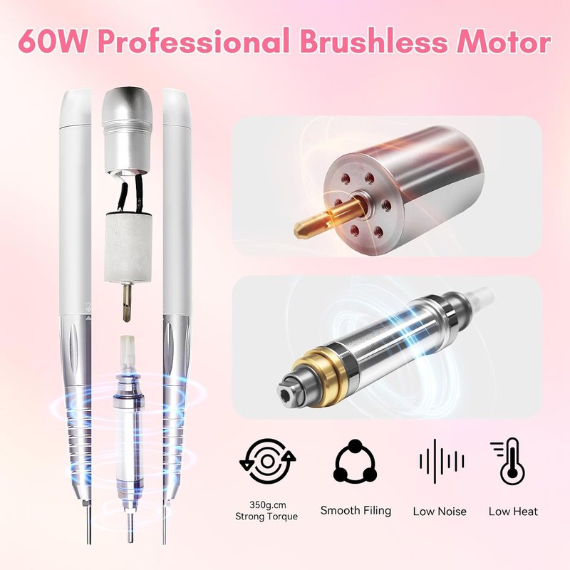 Makartt Nail Drill | Professional 35,000RPM Electric Nail File for Acrylic & Gel Removal - 60W Brushless Motor, Portable & Desktop, LCD Display, Rechargeable, Quiet, Nouvella Black