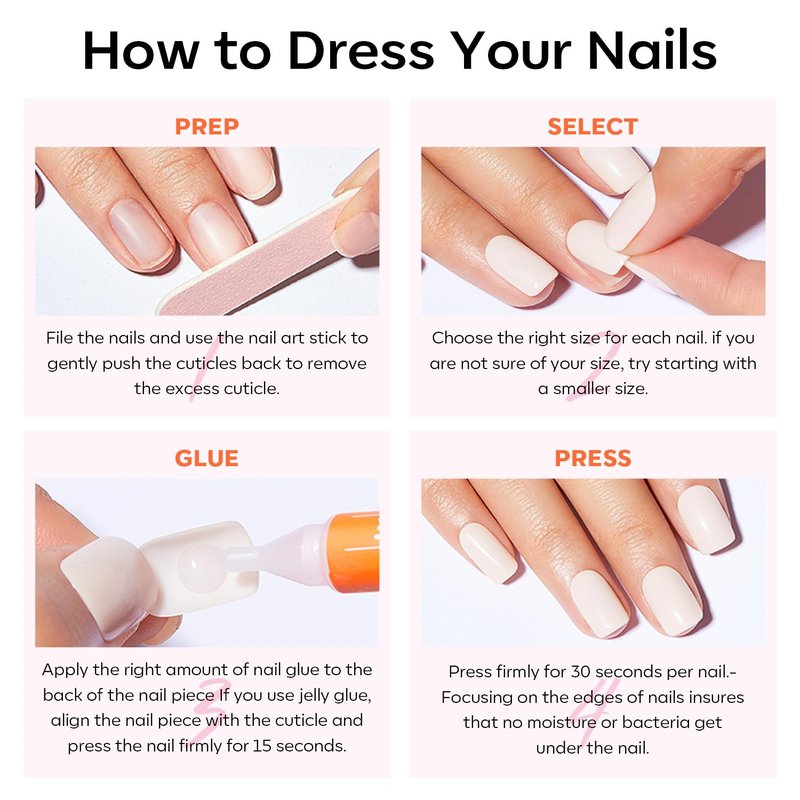 modelones Short Press on Nails, Oval Fake Nails Kit Press Ons with Nail Glue, Adhesive Tabs, Nail File, Prep Pad, Manicure Stick, 32Pcs 16 Sizes, Elegant White, Spring Women Girl Gift