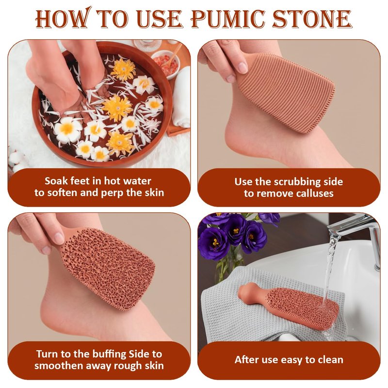 BEAUTICONE 100% Natural Terracotta Pumice Stone for Feet - Durable Callus Remover for Cracked Heels & Dead Skin - Dual Sided Foot Scrubber Pedicure Tool for Foot Care, Foot Exfoliator