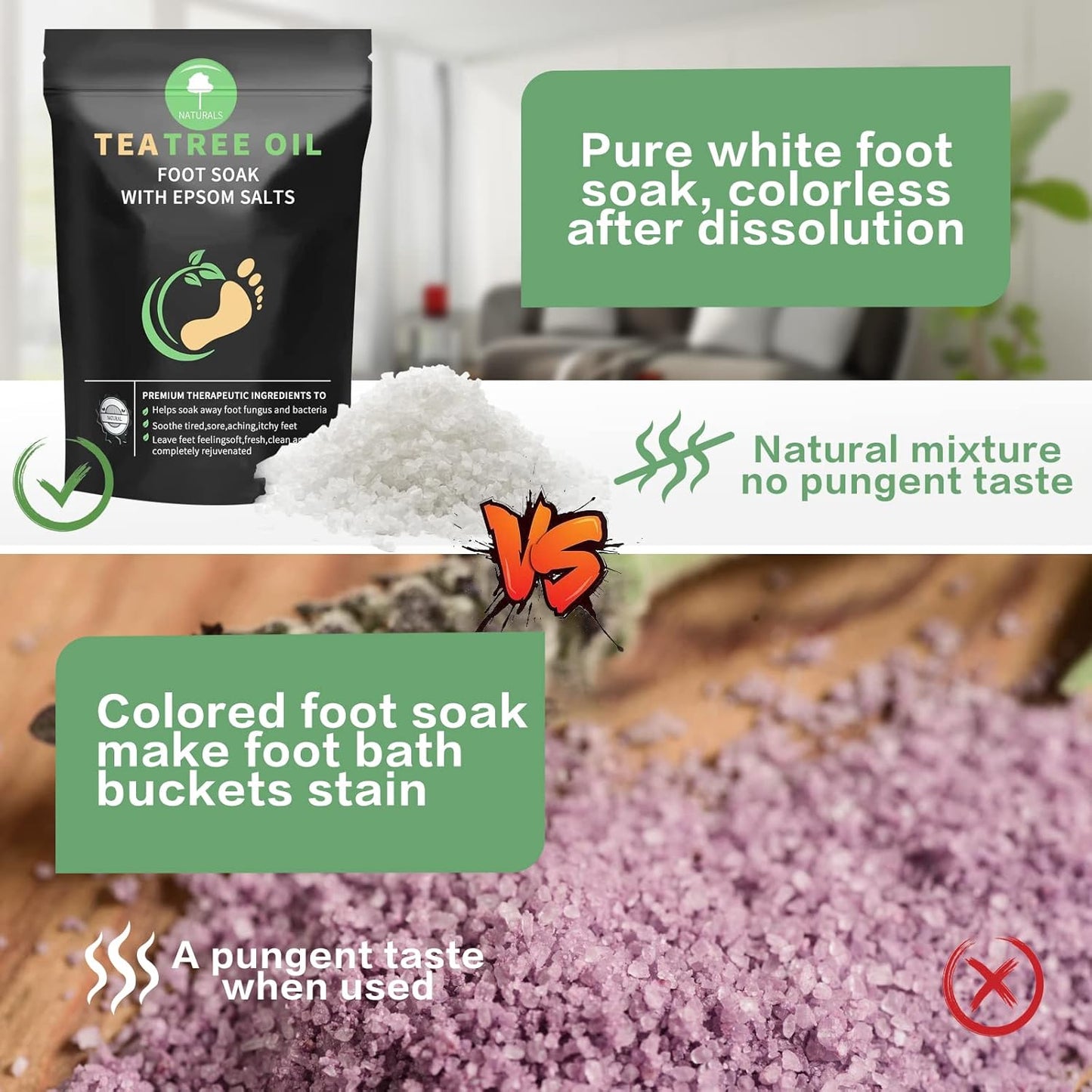 Tea Tree Oil Foot Soak - Epsom Salt Pedicure Spa for Toenail Fungus, Odor & Itch Relief | 16 oz