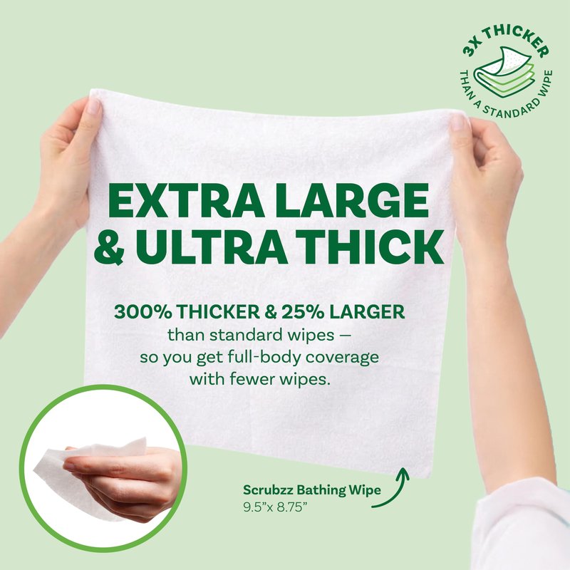 Extra Large Bath Wipes for Adults Bathing No Rinse - 120 Ultra Thick Disposable Body Cleansing Wipes for Men, Women & Elderly - Great for Gym, Camping, Post Surgery - Cucumber Lime
