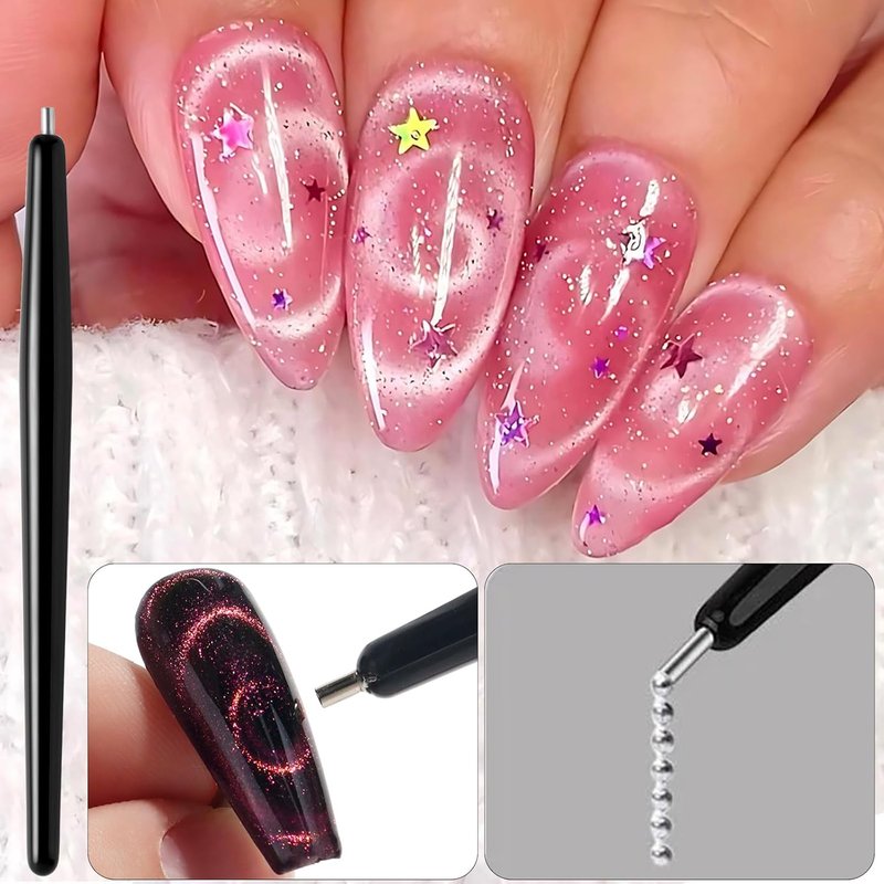 Skiennix 6-Pcs Nail Art Magnet Stick Set - Professional Magnetic Tools for 3D Cat Eye Gel Polish | Multi-Shape Designs