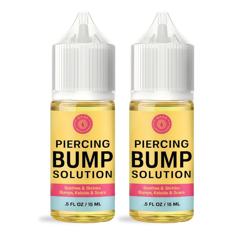 BASE LABORATORIES Piercing Bump & Keloid Bump Removal Solution | Soothing Piercing Aftercare | Bump Keloid Scar Removal | Ear & Nose Piercing Cleaner for Keloid Bumps | Piercing Aftercare Oil | 2PK