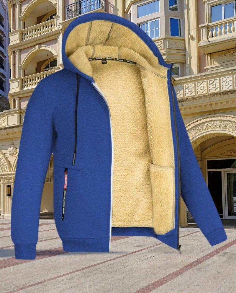 LIZALIG Men's Winter Hoodie Jacket Thickened Fleece-Lined Hooded Coat Cardigan-Style Warm Wear for Fall Season