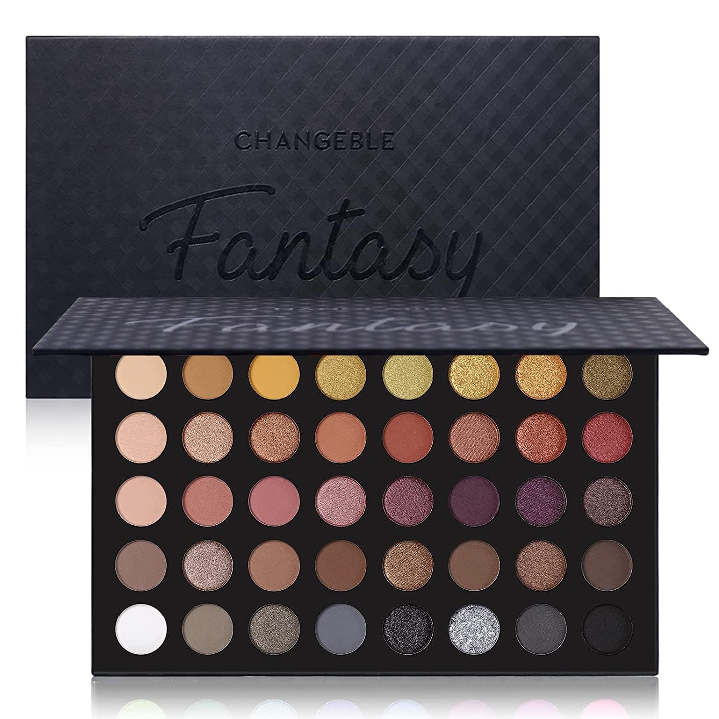 UCANBE Professional Neutral Smokey Eyeshadow Makeup Palette, Matte Shimmer Metallic Black Grey Dark Goth Eye Shadows for Halloween, Pigmented Warm Smoky Naked Nude Rosy Gold Brown Pallet Make Up Kit