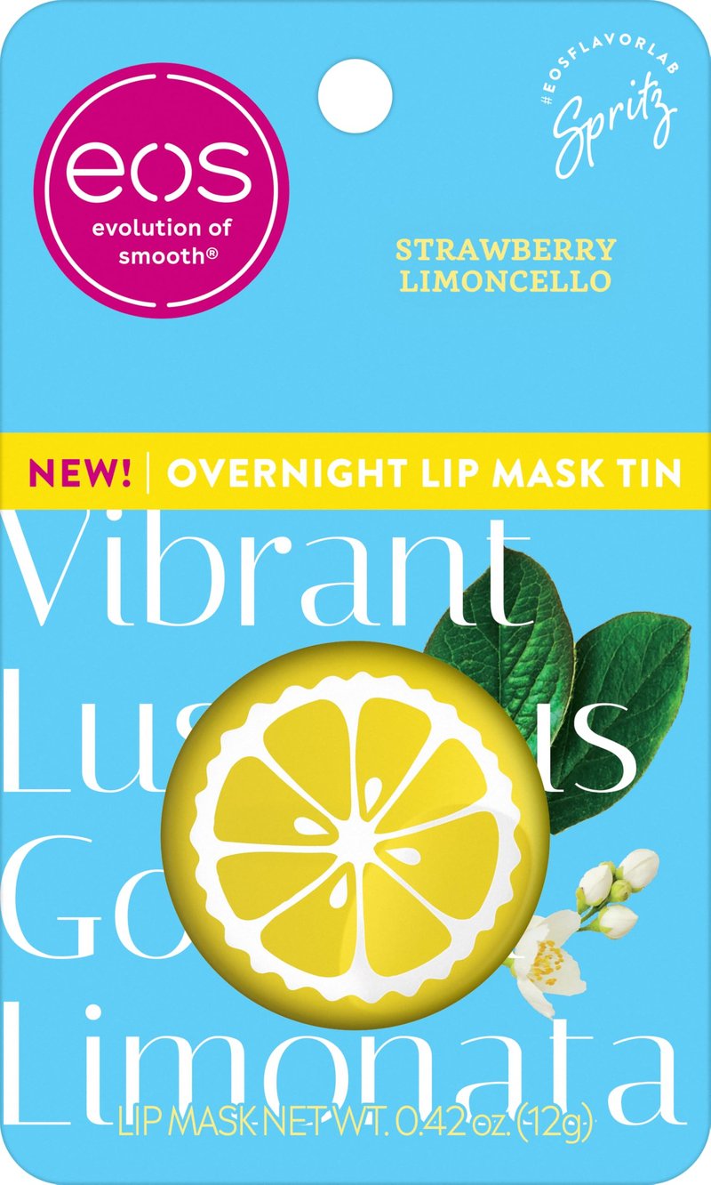 eos Limited Edition Overnight Lip Mask, Strawberry Limoncello – Moisturizing Lip Treatment, For Dry Lips, Made with Squalane & Shea Butter, Cruelty-free, 0.42 oz