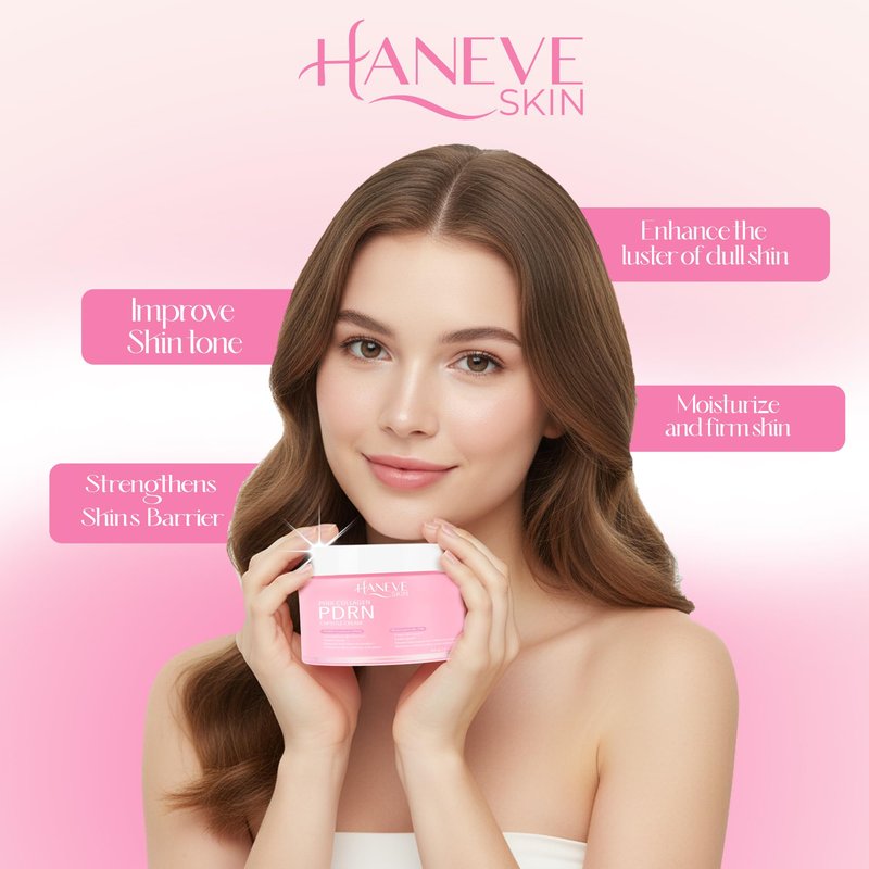 Haneve Skin Pink Collagen PDRN Capsule Cream – Hydrating & Radiance-Boosting Face Moisturizer with PDRN (Sodium DNA), Niacinamide 5% & Collagen Capsules – 60g / 2 oz