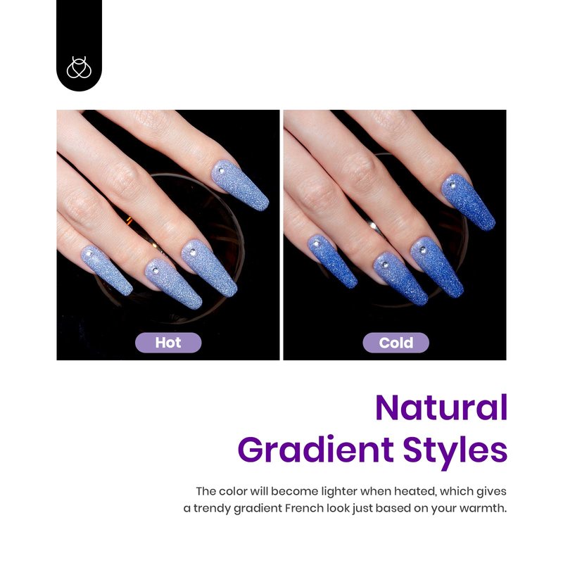 Beetles Color Changing Gel Nail Polish Set - 6 Colors Pink Red Glitter Blue Purple Mood Temperature Change Nail Polish Gel Set Soak Off Nail Art Gel DIY Salon Manicure Gift for Women