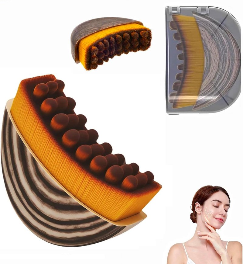 Lymphatic Drainage Face Brush - Ergonomic Contour Massager for Puffiness Relief | Travel Case Included