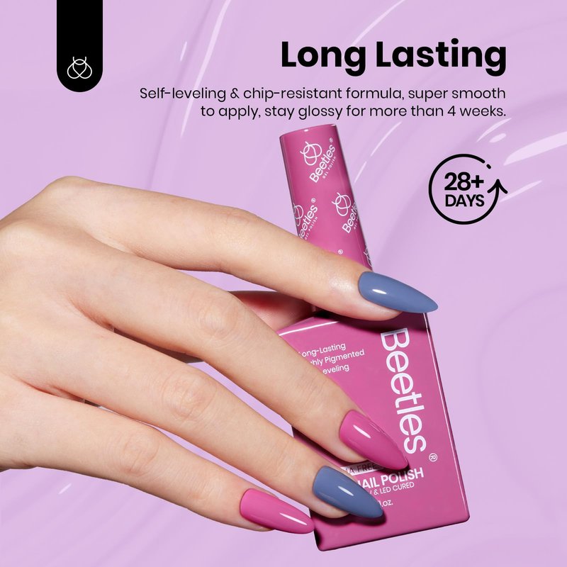 Beetles HEMA-FREE Gel Polish Set - 6 Colors 15ML Full Size Baby Pink Purple Gel Nude Pink Summer Colors Gel Polish Kit Soak Off Uv LED Nail Lamp DIY Home Manicure Salon Serene Afternoon