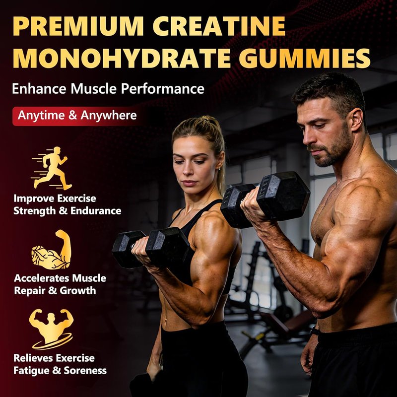Skiennix Creatine Monohydrate Gummies - 6000mg Sugar-Free Formula for Enhanced Strength & Recovery