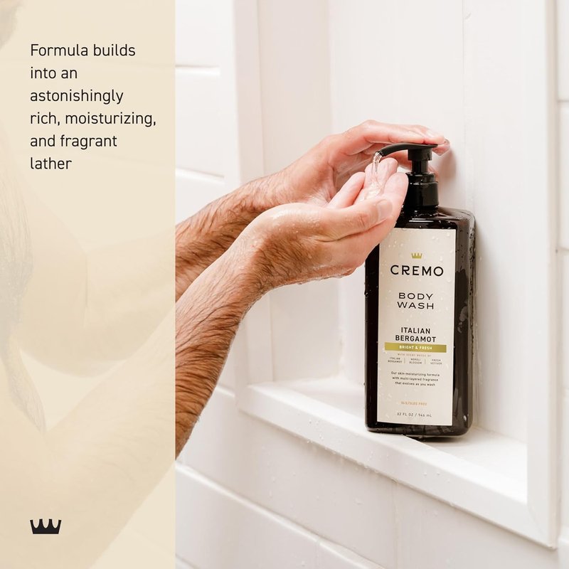 Cremo Italian Bergamot Body Wash for Men - Rich Lathering Formula, 32 Fl Oz