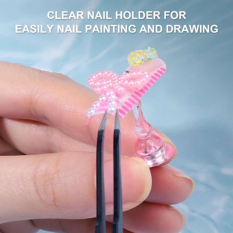 Fandamei Nail Stand, 2 Set Nail Holder for Painting Nails, Nail Stand for Press on, Press on Nail Stand for Practice, Magnetic Acrylic Nail Display Stands for Nail Art with Double-Sided Tape