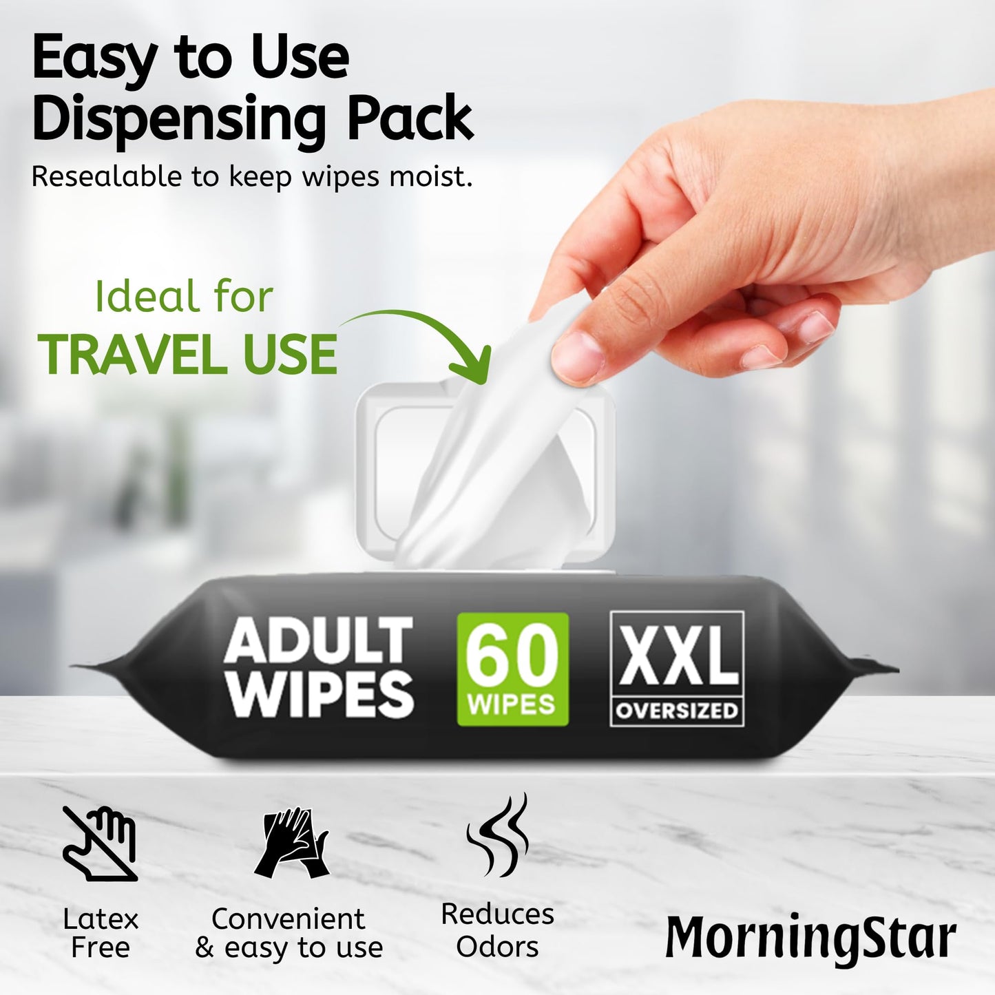 Adult Wipes for Elderly - 720 Wipes 12 Packs Thick Extra Large Disposable Washcloths for Adult Bathing & Shower Alternative No-Rinse - Lightly Scented XXL