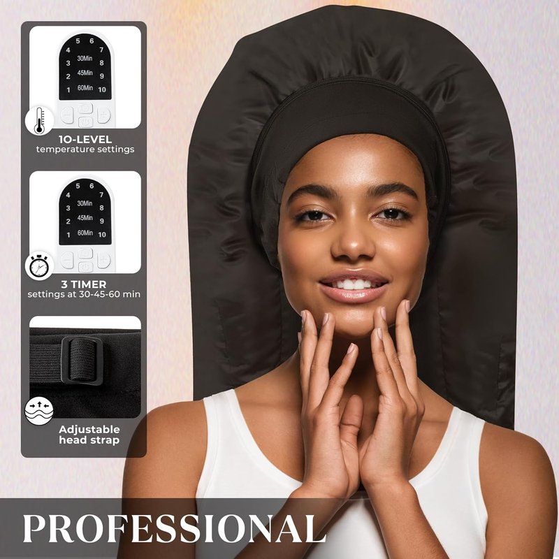 Hair Steamer Cap - Electric Thermal Deep Conditioning Spa Cap for Natural Hair | Home Use