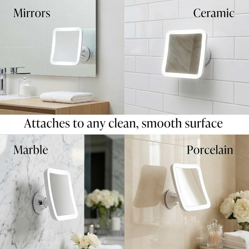 Fancii 10X Magnifying Lighted Makeup Mirror - Cordless Daylight LED Vanity Mirror | 6.5" Wide, 360° Rotation