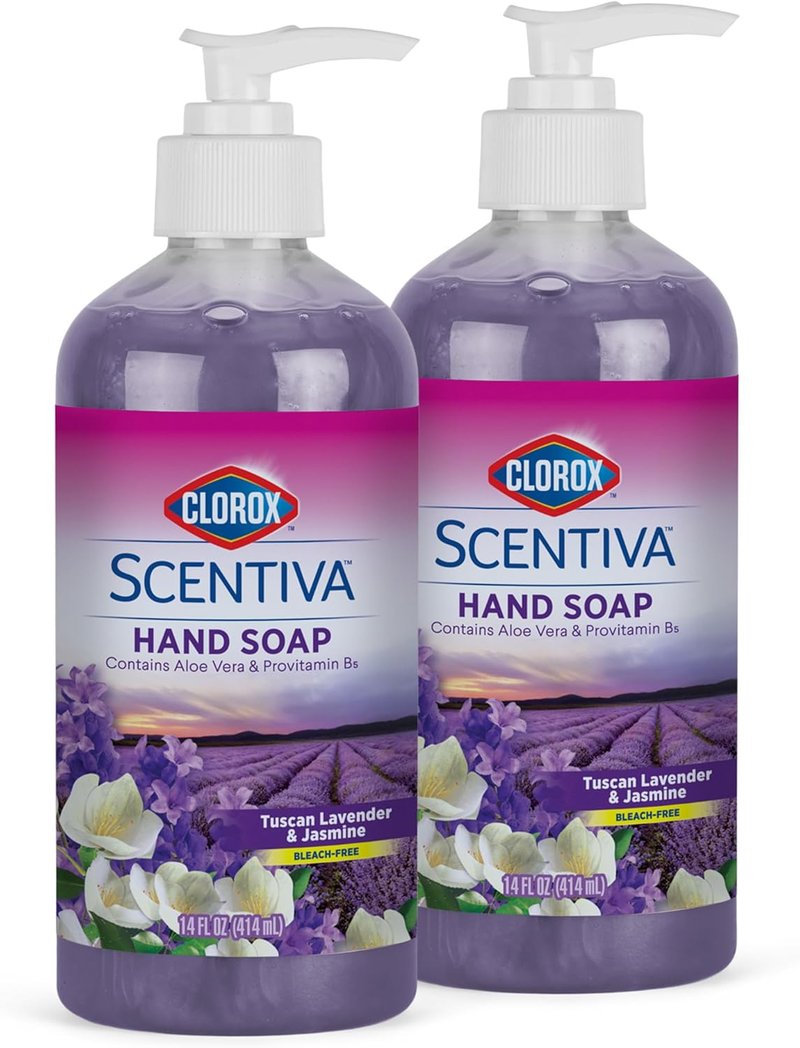 Clorox Scentiva Liquid Hand Soap - Tuscan Lavender & Jasmine Scent | Bleach-Free, Aloe Vera, 14 Fl Oz - 2 Pack