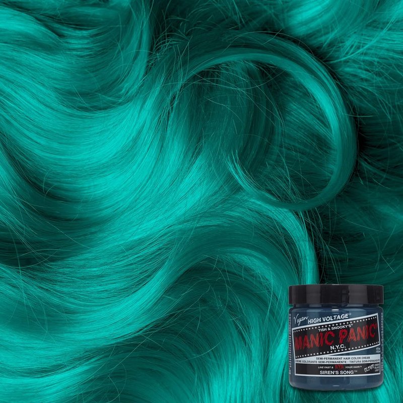 MANIC PANIC Classic Siren's Song Semi Permanent Hair Color - Neon Blue-Green Hair Dye for Women & Men That Lasts 4-6 Weeks - Vegan, Ammonia & Cruelty-Free - Create & Mix Custom Shades (4oz / 3pk)