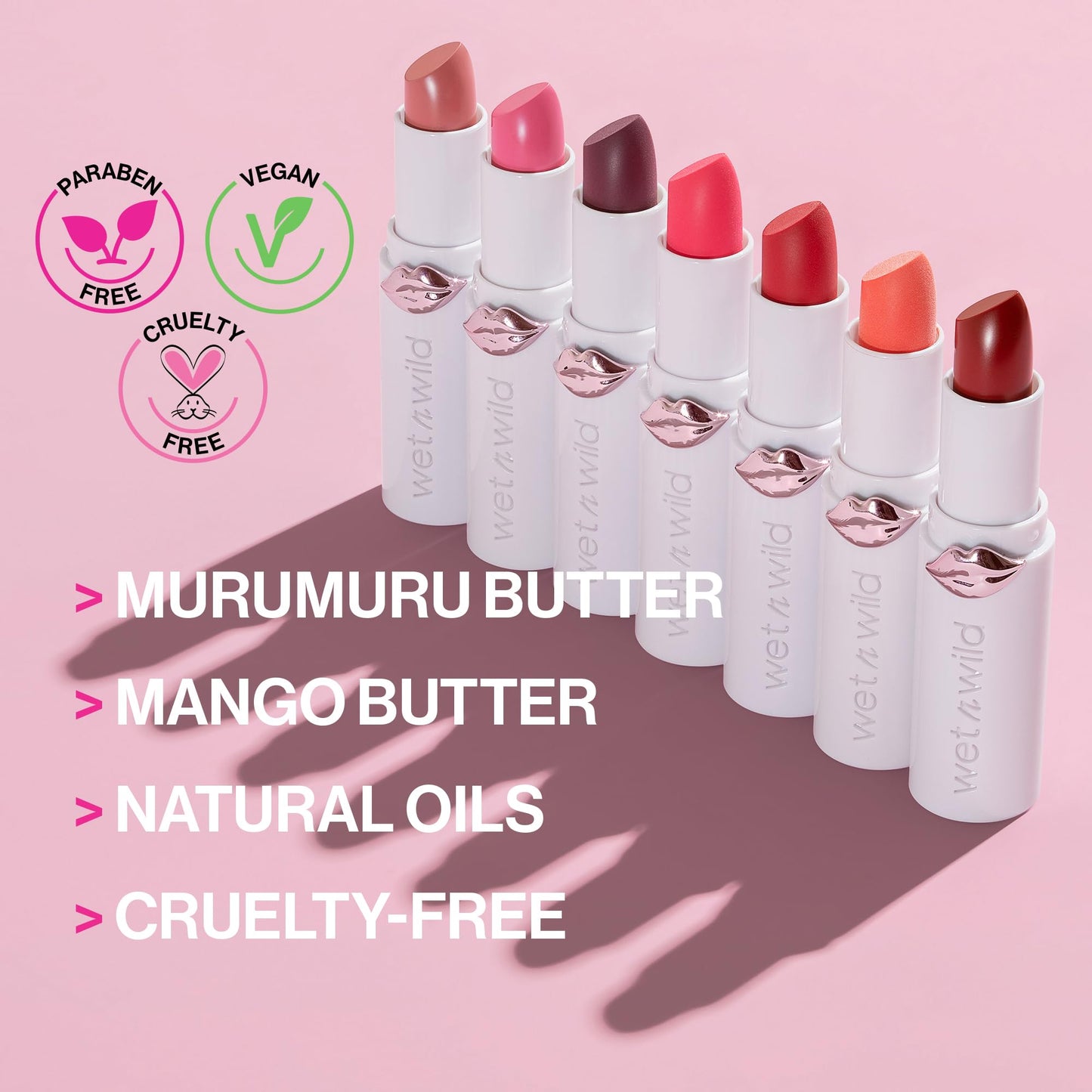 wet n wild Mega Last High-Shine Lipstick Lip Color, Infused with Seed Oils For a Nourishing High-Shine, Buildable & Blendable Creamy Color, Cruelty-Free & Vegan - Rosé And Slay