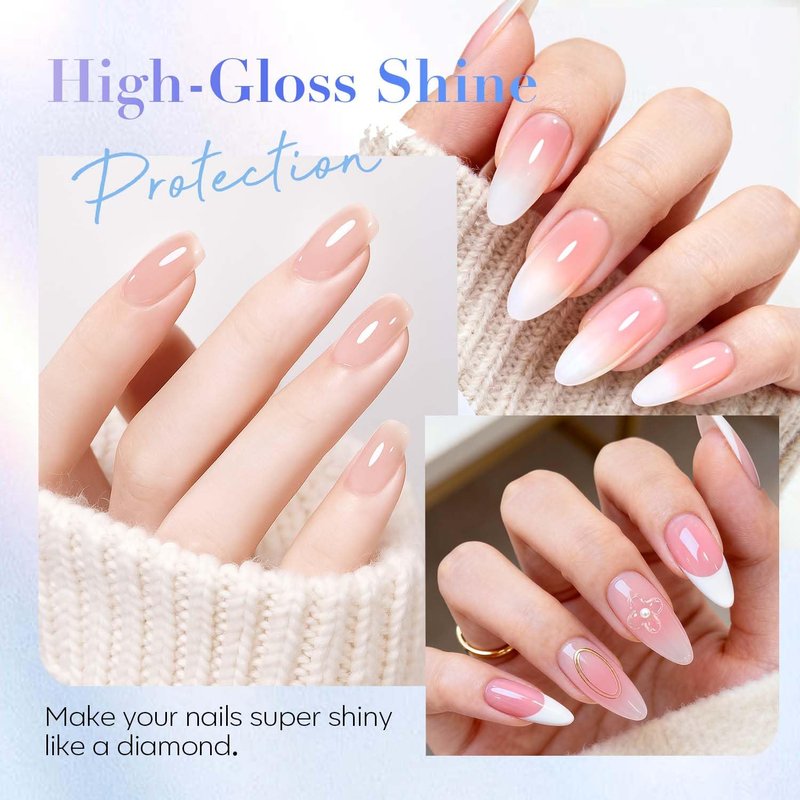 AZUREBEAUTY 18ml Gel Top Coat No Wipe High Gloss Gel Nail Polish Clear Top Coat Long Lasting Shine Finish Soak Off UV LED Nail Lamp for Manicure