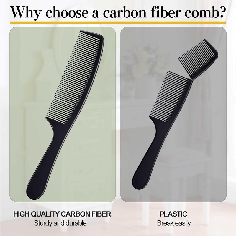 Premium Black Carbon Fiber Hair Comb Set - 4 Professional Combs for Teasing & Parting | All Hair Types