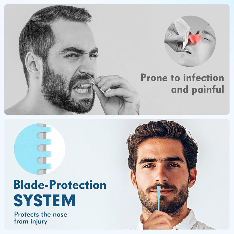 Nasal Hair Cutter - 10 Pcs 2-in-1 Double-Sided Nose Hair Trimmer | 360° Rotating Manual Design for Men & Women