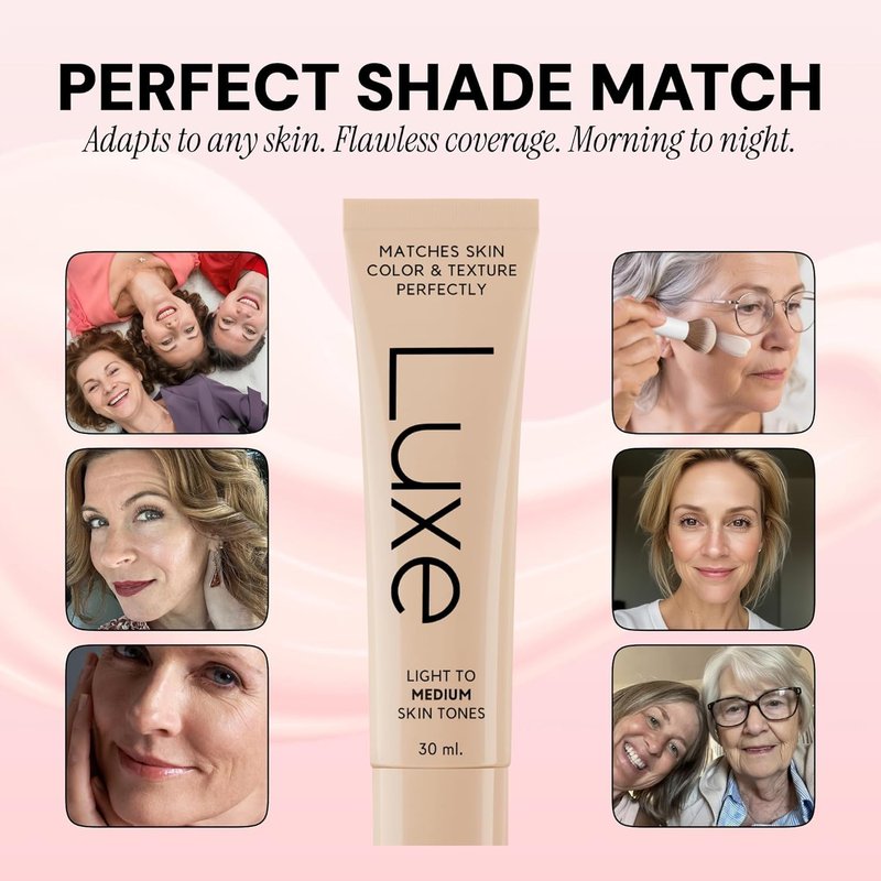 Luxe Color Changing Foundation - Instantly Adapts to Skin Tone - Buildable Light-to-Medium Coverage - 12-Hour Wear - Dark